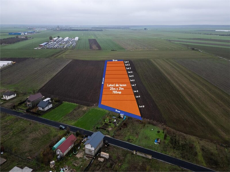Belciugatele, DN3, teren intravilan 5495 mp, deschidere 175 ml, investitie.