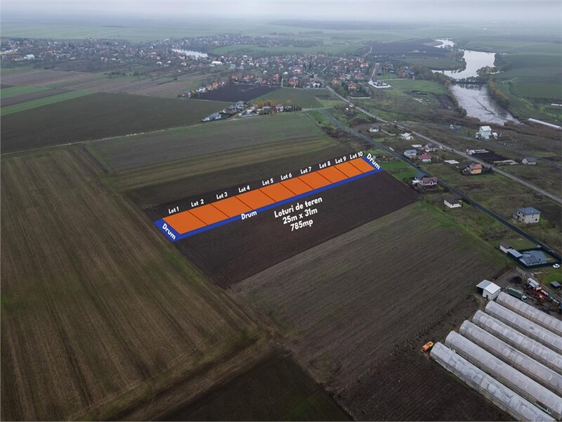 Belciugatele, DN3, teren intravilan 5495 mp, deschidere 175 ml, investitie.